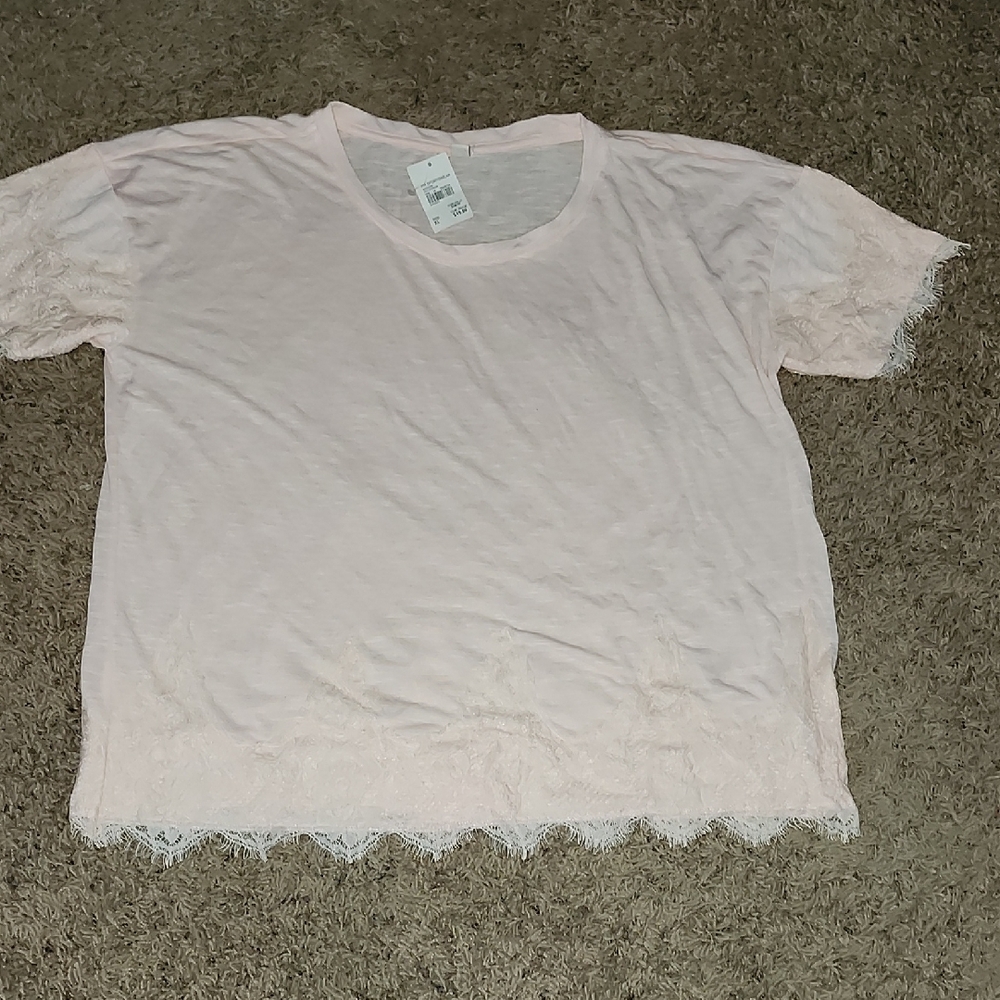Cato Blush Lace Accent Tee